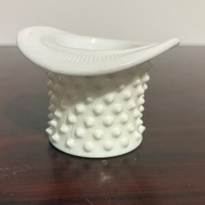 Fenton White Hobnail Candle Holder Top Hat